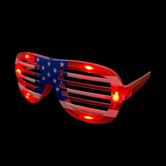 6122 | USA Flag Light Up Novelty Aviator Sunglasses - Picture 3 of 6